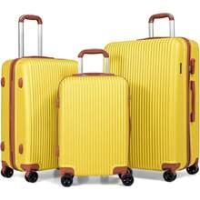 CALDARIUS 2 Pcs Suitcase Set | Durable Suitcases | Lightweight & Secure With Combination Lock | Smooth 4 Dual Spinner Wheels | Ideal Travel Bag & Luggage Sets (Yellow, Cabin 20'' + Large 28'') - Yellow - View 2