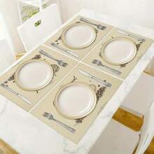 1/4/6-Piece Kitchen Table Placemats, Designed With Cookie And Coffee Patterns, Woven From 100% Polyester Fiber, Measuring 12 * 18 Inches/30 * 45 Centimeters, Machine Washable Polyester Placemats, Heat-Resistant, Stain Resistant, Waterproof, Easy To Clean, Can Be Used As Gifts, Household Daily Necessities, Kitchen Supplies, And Spring Interior Decoration. - Multicolor - View 7