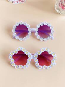 2/4Pcs 2025 Girls Cute Newest Flower Heart 3 Styles Kids Children Fashion Glasses Baby Eyewear - Multicolor - View 16