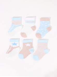 6 Pairs Little Blue Steps – Adorable Shoe-Style Baby Socks Short Socks Baby Needs 6-12 Months
