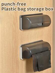 1 Piece Of Garbage Bag Storage Box, Can Also Store Roll Paper, Simple Style, Punch-Free Wall-Mounted Garbage Bag Storage Basket, Plastic Bag Storage Box Rack. - Multicolor - View 12