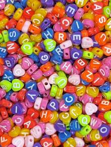 300 Alphabet Letter Beads 7x4mm P Bracelets And Necklaces Jewelry Various Colors - 多彩的心 - 查看 2