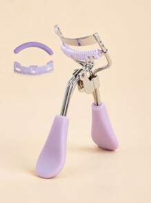 1 pieza Rizador de pestañas de acero inoxidable con peine + 10 piezas de almohadillas de repuesto, rizador de pestañas manual color lila claro, rizador de pestañas sin pellizcos, herramienta de maquillaje, herramienta de belleza, herramienta para ojos, herramienta para pestañas postizas, fácil de reemplazar las almohadillas, duradero, unisex, apto para uso doméstico y distribución comercial