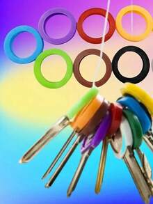 30pcs Colorful Silicone Elastic Key Cover, PVC Waterproof Key Identification Category Protective Cover Key Ring Accessories (Random Color) - one-size - View 14