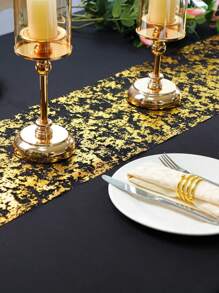 Goldfarbener Tischläufer, paillettenverzierter glitzernder Metallfolientisch-Läufer, goldene Tischdekoration für Tischsets, Hochzeitsdekoration, Veranstaltungen, Geburtstagsfeste, Weihnachten, Blumensträuße, Geschenkverpackungen