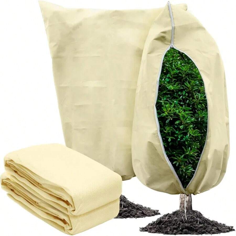 Cubiertas para Plantas, Cubiertas de Protección contra Heladas, Bolsas Grandes, Cubiertas de Protección contra Heladas para Plantas, Cubiertas para Árboles, Tela de Protección contra Heladas con Cordón y Cremallera - Blanco - Ver 1