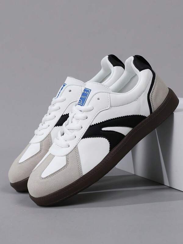 Chaussures de sport à semelle légère et douce pour hommes, chaussures plates décontractées à lacets et à bout rond