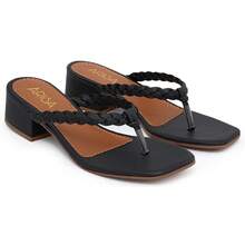 Flip-Flop Sandal With 4.5cm Block Heel Versatile Clog Flip-Flop - 黑色 - 查看 2
