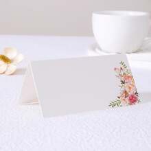 10/20/50pcs Pink Peony Tent Cards, Floral Table Seating Place Cards, Buffet Food Labels, Name Guide Cards, Folding Number Seat Assignment Tags, Suitable For Baby Shower, Wedding, Party, Banquet - Multicolor - View 7