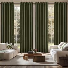Topfinel 4 Panels Curtains Cream OliveGreen Natural Linen Curtains Winter 100% Blackout Thermal Sound Insulated , Ring Clips Back Tab Track System  Hook Belt For Living Room Bedroom Office New Year Home Decor - Màu xanh Ô liu - Xem 2
