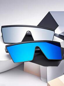 LIMOGE 男女通用大框方形装饰眼镜，防晒休闲时尚眼镜配饰，适合度假旅行、驾驶、钓鱼、海滩派对、嘻哈音乐节、角色扮演装饰道具，自用或送礼皆宜。 - 銀色 - 查看 11