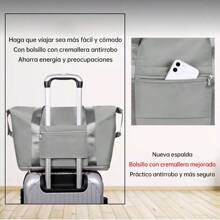 Bolsa de viaje plegable de gran capacidad para mujer, bolso de hombro portátil para ejerciciO, MULTIFUNCIONAL de gran capacidad. - Gris - Ver 3