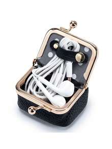 Women's Solid Color Simple Style Lychee Pattern Jewelry Box Ring Necklace Earring Storage Box With Kiss Lock, Wallet Travel Cosmetics Storage Bag Teacher's Day Gift Women's Wallet Mini Wallet Coin Purse - Multicolor - View 8