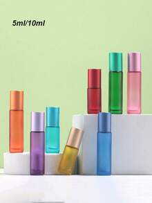 1/2/3/5pcs 10ml Multi-Color Smooth Perfume/Essential Oil Refillable Glass Roll-On Bottles, Portable Liquid Containers For Travel - Multicolor - View 5