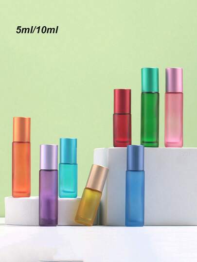 1pc/2pcs 5ml/10ml Multi-Color Smooth Perfume/Essential Oil Glass Refillable Roller Bottles, Portable Liquid Dispenser For Travel
