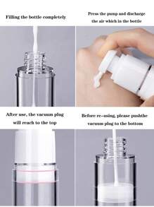 24pcs 15ml/30ml/50ml Transparent Plastic Airless Travel Pump Bottles, Suitable For Refilling Cosmetic Products Like Foundation, Cream, Shampoo, Toner. Made Of High Quality Plastic, , Reliable, Odorless And Non-Deformable/Breakable, Refillable For Reuse. Small Size For Easy Carrying In Makeup Bag Or Handbag. Suitable For Travel Or Home Use. 1pc/3pcs/6pcs/12pcs/18pcs/24pcs Set Available.