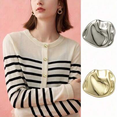 10 件 12/17/22 毫米复古简约不对称金属纽扣适用于夹克、连衣裙、衬衫、DIY 工艺品服装装饰配件缝纫纽扣