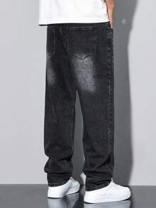 Tween Boys' Casual Elastic Waist Jeans, Suitable For Summer And All Seasons