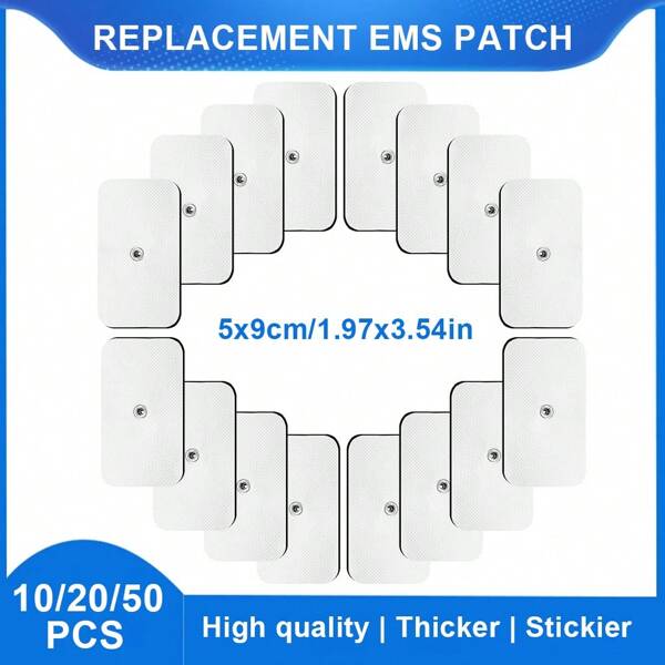Tampon électrode auto-adhésif de haute qualité, coussinets d'électrode réutilisables, accessoires de remplacement pour le massage par électrostimulation (EMS), patch de massage pour stimulateur musculaire numérique à impulsions TENS avec connecteur à pression 3,5 mm