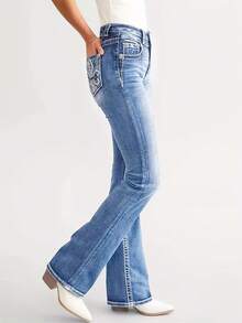 New Women Embroidery Slim Fit Flare Pants