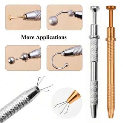 Tattooed Ball Claw Holder Professional Diamond Bracket Pick-Up Tool Body Piercing Tool With 4 Claw Tattoo Accessories Stainless Steel Pearl Grab Holder Jewelry Making Jewelry Tools 1pc 4-Prong Claw Rhinestone Grabber, Crystal Tipped Tweezer Catcher, Hole Punching Jewelry Making Grabbing Tool