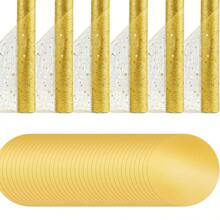 6pcs/Set Gold Table Runner (28 * 275cm) + 36pcs/Set Table Placemats (33cm), Table Runner And Placemat Set, Suitable For Party Decorations