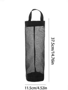 1pc Plastic Bag Dispenser, Foldable Breathable Mesh Trash Bag Holder, Washable Hanging Storage Organizer Suitable For Various Room Types - Dark Grey - View 7