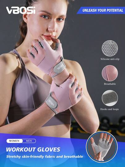 VBOSI 1 par de guantes deportivos ajustables y transpirables para levantamiento de pesas, mancuernas, ciclismo, entrenamiento fitness