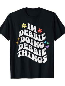 Camiseta de verano I'm Doing Debbie Things, cuello redondo, 100% algodón, camiseta de manga corta para mujeres y hombres, camiseta familiar, regalo divertido, ajuste regular, tela cómoda y elástica, camisetas de algodón para todas las estaciones - Negro - Ver 2