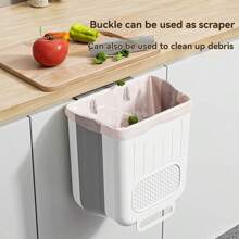 1 pieza Papelera de cocina plegable de montaje en pared, cubo de basura colgante de puerta de gabinete, sin necesidad de agacharse, papelera de sobremesa de gran tamaño, almacenamiento y organización convenientes, ahorra espacio para una cocina ordenada