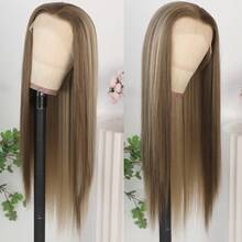 13X4 Purple Hair Synthetic Lace Front Wigs 26 Inch Pre Plucked Long Straight Hair Wigs 13X4 HD Lace Wigs Glueless Dark Purple Colored Wigs Heat Resistant Halloween Wigs Deep Purple Long Silky Straight Lace Front Wigs For Fashion Women For Daily Christmas Party Cosplay Use - Ash Blonde Highlight - 查看 4