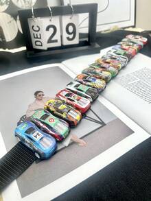 1pc Handmade Nylon Patchwork Racing Car Model Needle Buckle Belt, Casual Streetwear Y2K Punk Chic Style, Color Order Random, Fits Well With Jeans, Pants, Skirts, Versatile For Couples Summer, School Fall, Autumn, Halloween - Multicolor - View 6