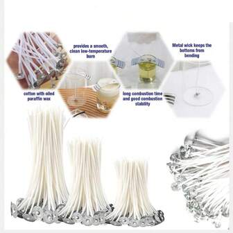 50 件/100 件 2.6-20 厘米蜡烛芯 无烟蜡芯 适用于 DIY 蜡烛制作 预蜡芯 派对用品
