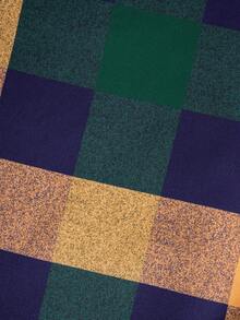 年轻男孩百搭海军蓝格子纽扣衬衫，适合派对、表演、正式场合、日常穿着，长袖 - 寶藍色 - 查看 10