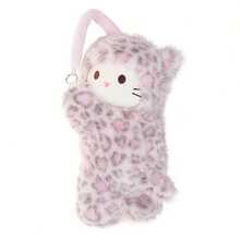 1pc Pink Leopard Print Cat Tissue Paper Box, Cute Plush Soft Material Car Tissue Holder, Hanging Type Tissue Box Suitable For Multiple Vehicle Models - one-size - View 7