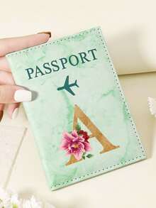 1 件 A-Z 26 个字母时尚字母印花时尚勃艮第护照套，优质 PU 皮革护照钱包，带多卡位，可存放信用卡、登机牌和身份证，紧凑便携的旅行必备收纳包，适合男女 - 粉色 - 查看 46