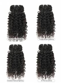 Pacotes de Cabelo Humano Encaracolado com Água 3/Peças Extensões de Cabelo Virgem Onda de Água 10 Polegadas, Cor Natural