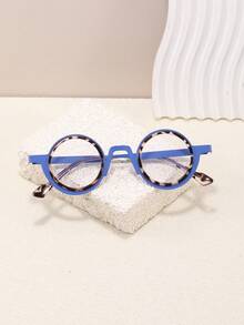 1 chiếc kính kim loại tròn cổ điển dành cho nam - Kính gọng phẳng phong cách cổ điển độc đáo với phong cách học thuật thời trang, hoàn hảo cho phong cách cá nhân - Nhiều màu - Xem 9