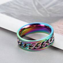 Personalized Spinner Ring Fidget Anxiety Ring For Men -Customized Stylish Curb Chain Inlay With Solid Stainless Steel Cool Ring For Quality And Durabilit,Size 7-13