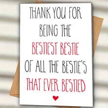 1pc, Fun Friendship Greeting Card, (With Envelope) Quality Paper, Warm Words Design Plus Heart Embellishment Design. Suitable For Any Occasion, Best Greeting Card For Friends (12cm/4.7inx17cm/6.7in)