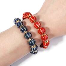 1 pieza Abalorios de calabaza de cerámica con rayas vintage, adecuados para hacer pulseras, collares, encantos de teléfono, joyería hecha a mano DIY, para primavera/verano
