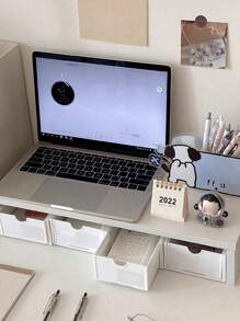 1pc Desktop Computer Riser, Office Desk Storage Organizer Rack For Monitor, Makeup, Blind Box Display, Dorm Table Decor