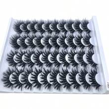 HBZGTLAD 20 Pairs Of Thick And Dense Extended 25mm Soft Natural Mink Eyelashes 3D Curled Edge End Eye Extended False Eyelashes Thick Handmade Natural False Eyelashes Messy Crossed Eyelashes Wholesale - F063 - 查看 4
