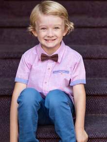 儿童时尚提花双层领结，适合男孩、女孩、戒指持有者、英式风格、婴儿、幼儿、选美、婚礼、日常穿着，年龄 3-16 岁 - 彩色 - 查看 5