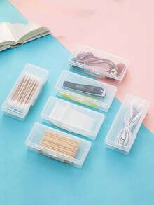 Caja de almacenamiento de palillos de dientes: Caja portátil de hisopos de algodón, diseño de dibujos animados lindos | Almacenamiento de palillos de dientes + Almacenamiento de hisopos de algodón + Almohadillas de maquillaje | Esencial de viaje/Caja de maquillaje minimalista/Caja portátil a prueba de humedad para palillos de dientes al aire libre/Caja de hisopos de algodón médica/Caja de herramientas de manicura | Almacenamiento esencial para coche/hogar/viaje - transparente - Ver 5