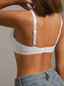 1pc Women's Solid Color Bow Decor Wire-Free Comfortable Bra