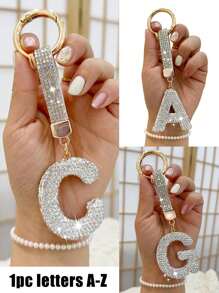 Llavero con letra del alfabeto adornado con rhinestones brillantes - Colgante de cristal de la suerte, accesorio de aleación brillante para bolsos y mochilas - Regalo perfecto para cumpleaños y ocasiones especiales, llavero, anillo, accesorio para bolso, mochila, coche, pendiente para mujeres y niñas, accesorios para billetera y bolso, letra inicial del alfabeto de la A a la Z