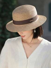 1pc High-Quality Women Casual Straw Hat, Autumn Fashion Sun Visor Hat For Outdoor, Suitable For Daily, Travel, Shopping
