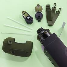 UKEIN Half Gallon Water Bottle With Storage Sleeve, 74oz Large Water Bottle With 2 Lids(Straw Lid And Chug Lid), Big Sports Water Jug For Gym With Strap, Drink Container With Handle - 軍綠色 - 查看 4