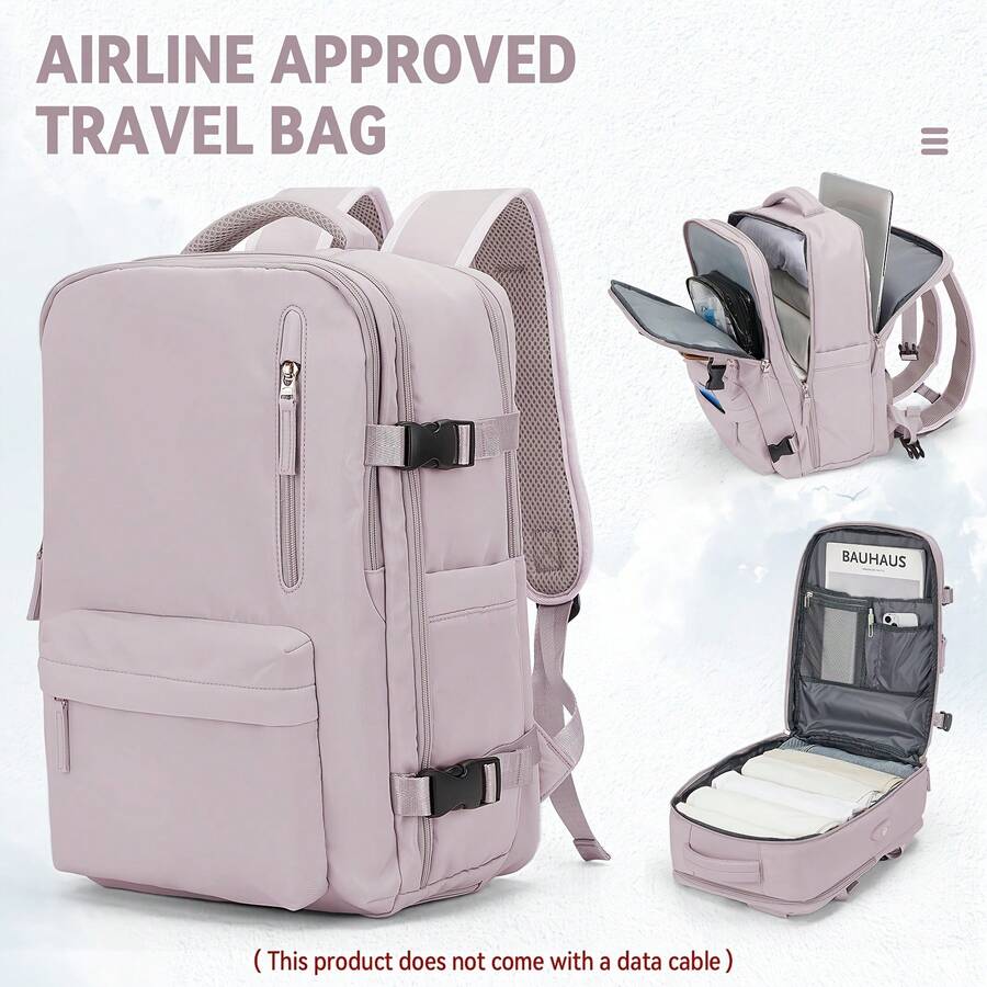 Large Travel Backpack Bag For Women Men,Carry On Backpack,17 Inch Laptop Business Work Waterproof Backpack With Laptop Compartment,Person Item Flight Approved,Mochila De Viaje,Travel Laptop Backpack, Extra Large Backpacks, Flight Approved Daypack, Business Bag,Travel Bagbackpack For Schoolp For Men Women,Back Pack - 藕粉色 - 查看 1